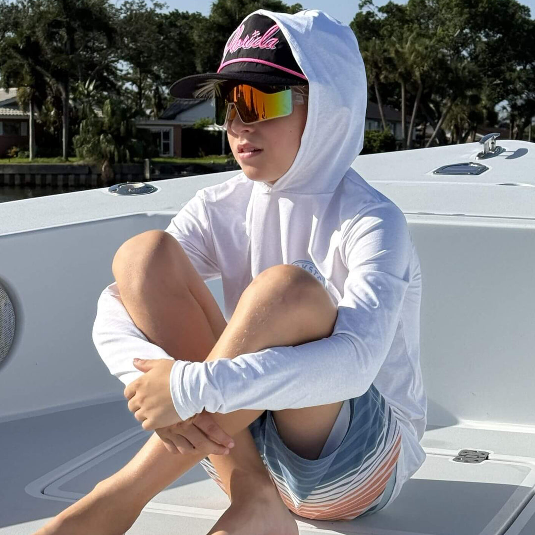 Reel Classic Kids UV Hoodie in White
