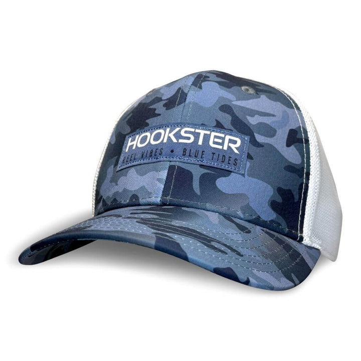 Statement Trucker Hat in Blue Camo
