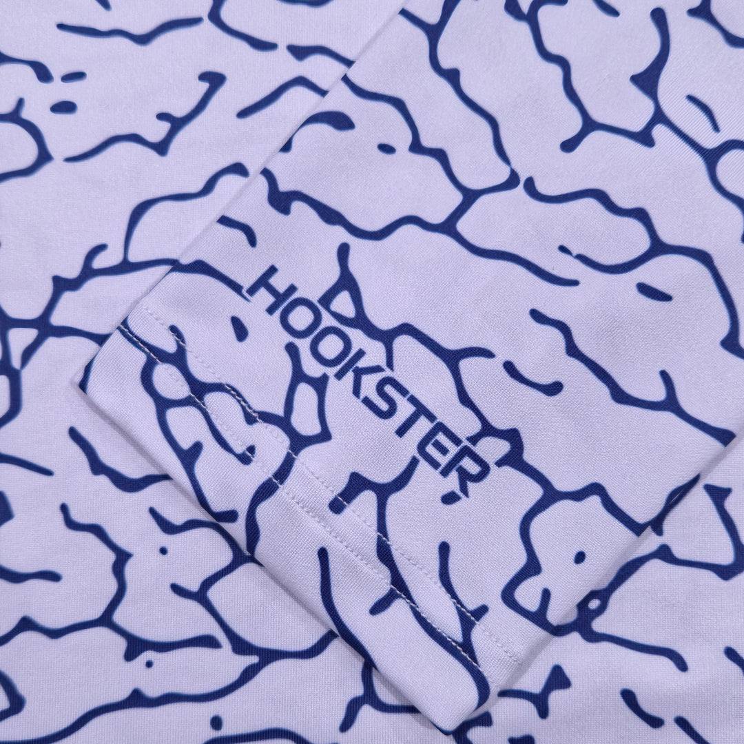 HOOKSTER logo on the sleeve cuff of the Tide Trace UPF 50+ UV hoodie