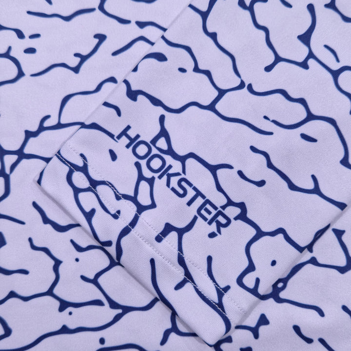 HOOKSTER logo on the sleeve cuff of the Tide Trace UPF 50+ UV hoodie