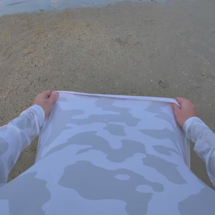 Point-of-view video of the HOOKSTER Shadow Camo UPF 50+ UV hoodie being worn