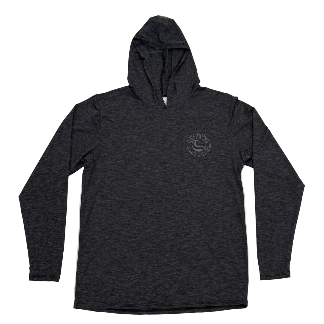 Charcoal gray uv hoodie with a logo 