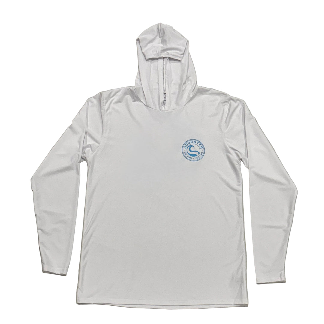 White uv hoodie with a logo